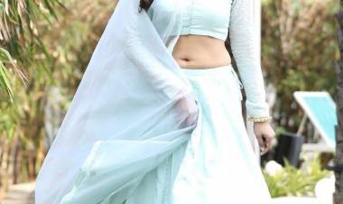 Sai Dhanshika looks Pretty in this Beautiful lehenga at her debut Telugu movie pooja 