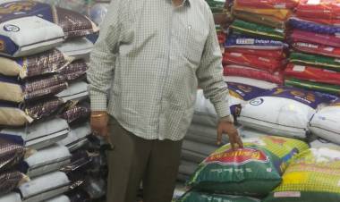 Film producer of vels film international Ishari k Ganesh contributing rice bags 