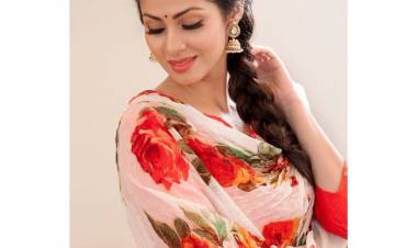 Actress #sadha looks fresh as a daisy in the floral attire she wore for her latest photoshoot stills