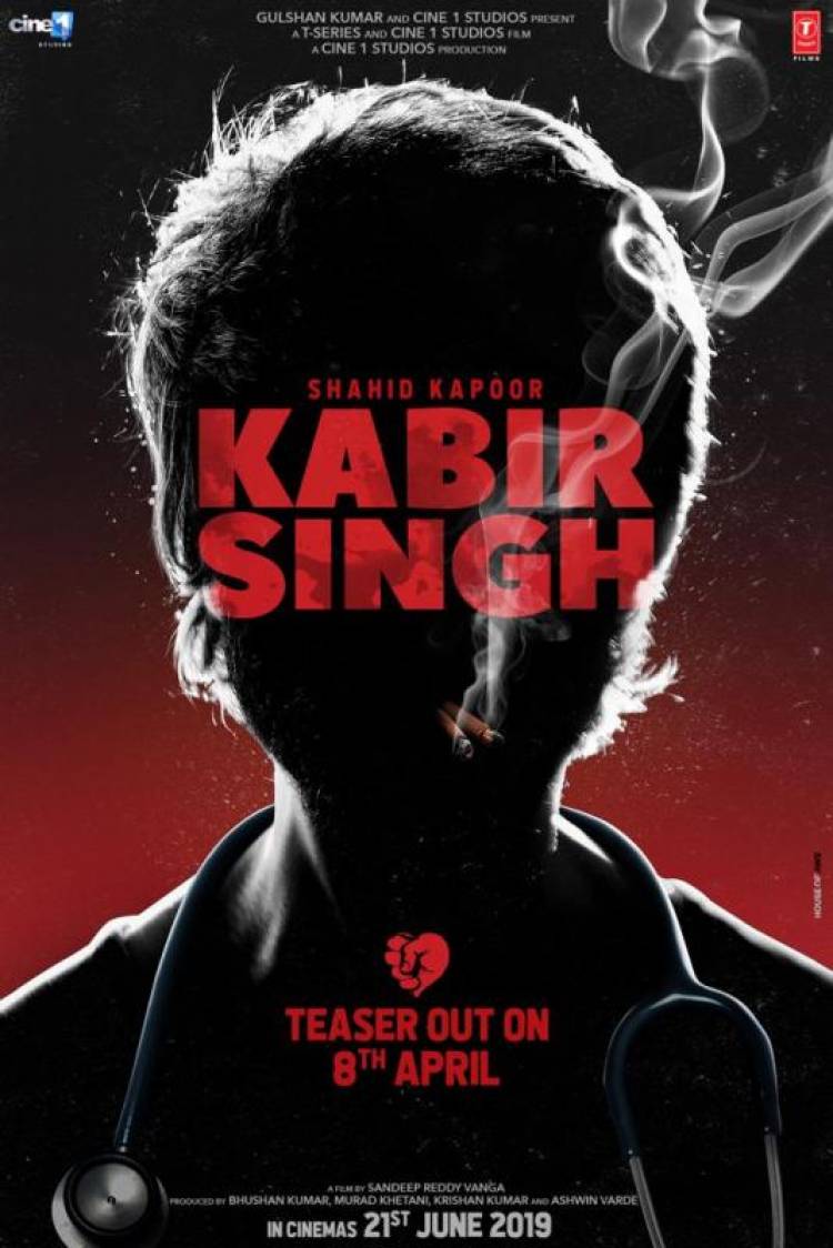 Teaser Poster of Shahid Kapoor Kiara Advani starrer "Kabir Singh"