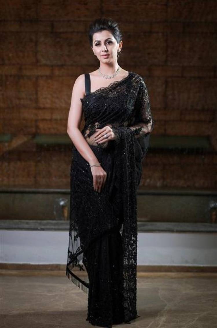 Actress Nikki Galrani Stunning Stills in Black Saree
