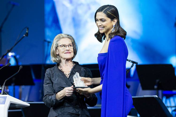 Deepika Padukone receives the 2020 Crystal Award in Davos for her leadership in raising mental health awareness