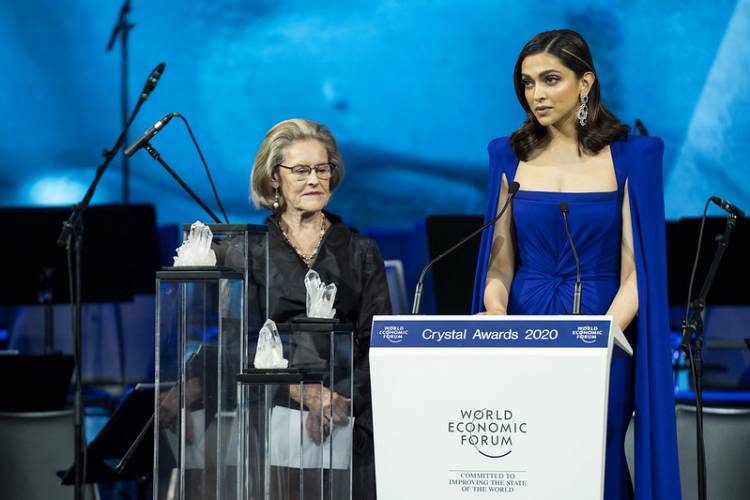 Deepika Padukone receives the 2020 Crystal Award in Davos for her leadership in raising mental health awareness