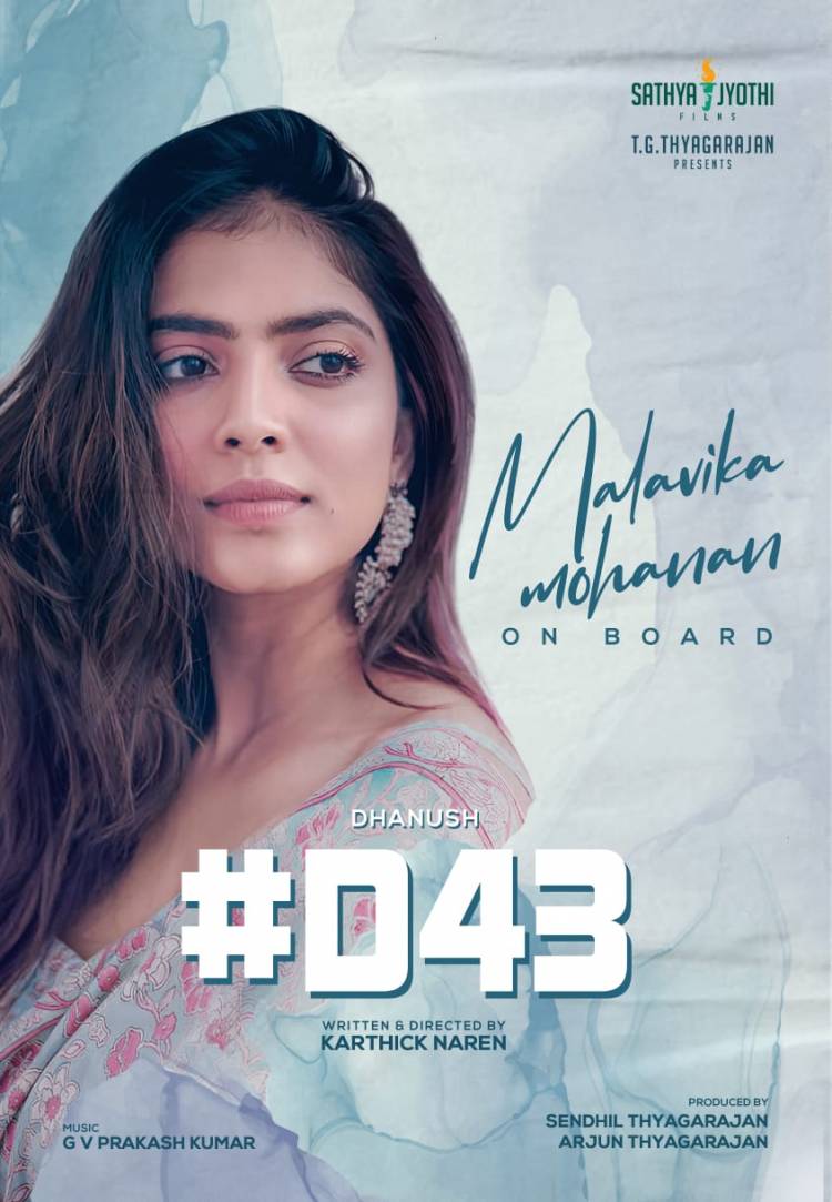 The most happening heroine @MalavikaM_ is on board for the @dhanushkraja starrer #D43 ! 