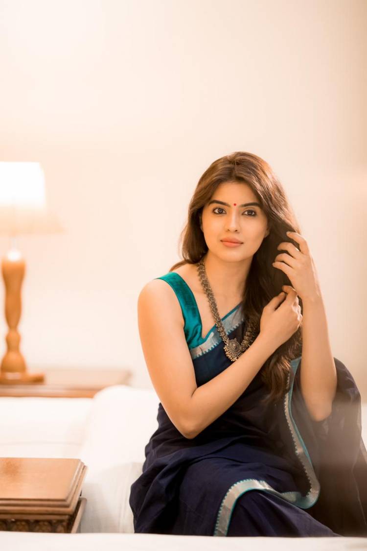 Radiating happiness!! Actress #AmrithaAiyer looks bright and beautiful in these pictures as she wishes  you all a happy and safe Diwali 