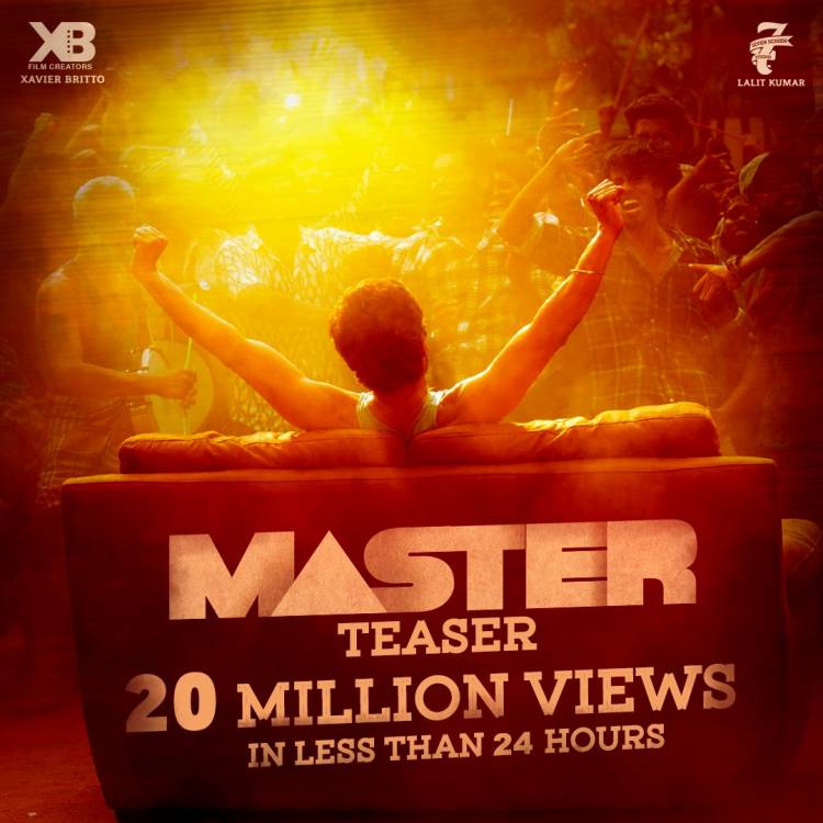 #MasterTeaser Hits 20M Views !  @actorvijay @VijaySethuOffl @Dir_Lokesh @XBFilmCreators