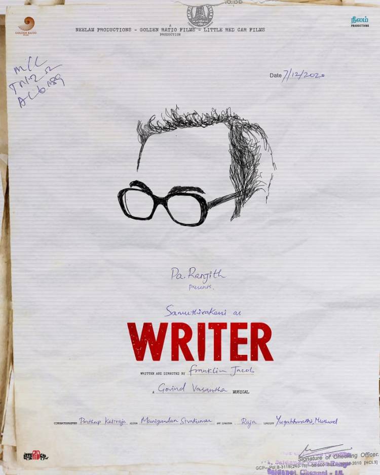 Shooting commenced today for @officialneelam 's first Co-Production with @GRfilmssg & @LRCF6204 Starring @thondankani as #Writer