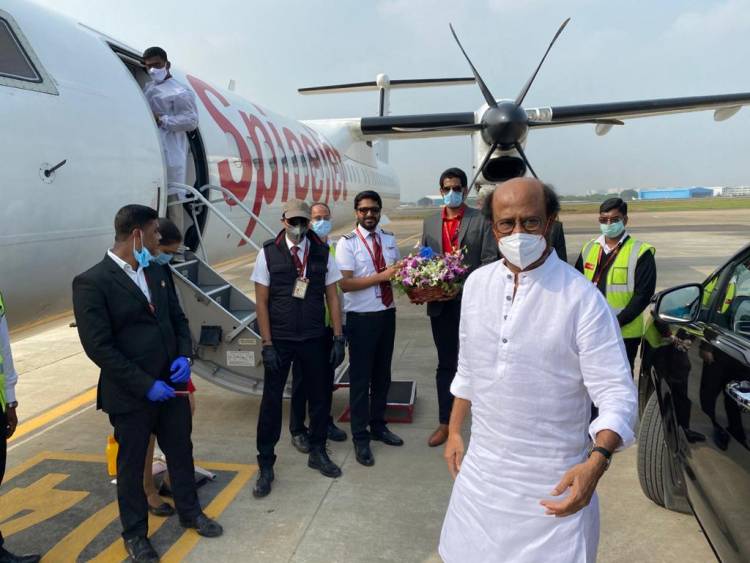 #SuperstarRajinikanth leaves to Hyderabad for #Annaatthe shoot