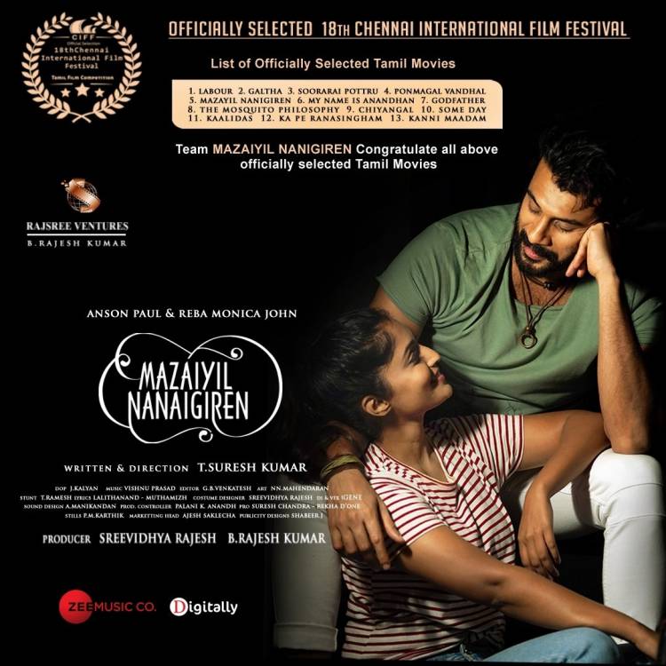 We would like to announce #MazaiyilNanaigiren has been official selected for 18th Chennai International Film Festival.