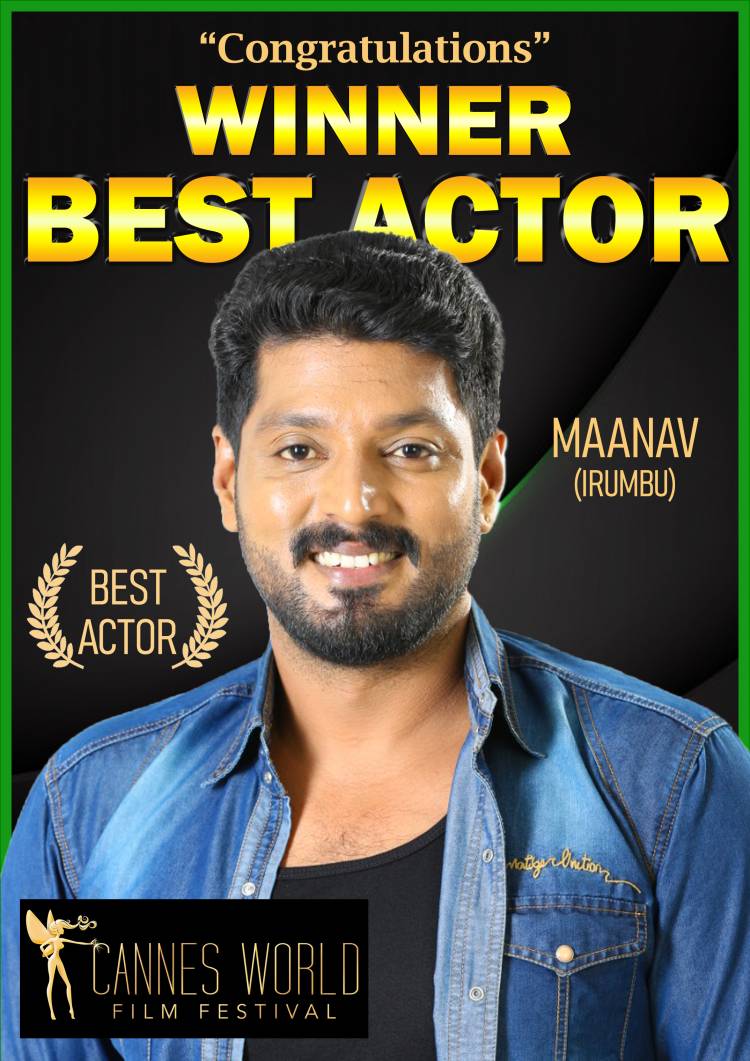 Maanav Bags Best Actor award at  Cannes World Film Festival France