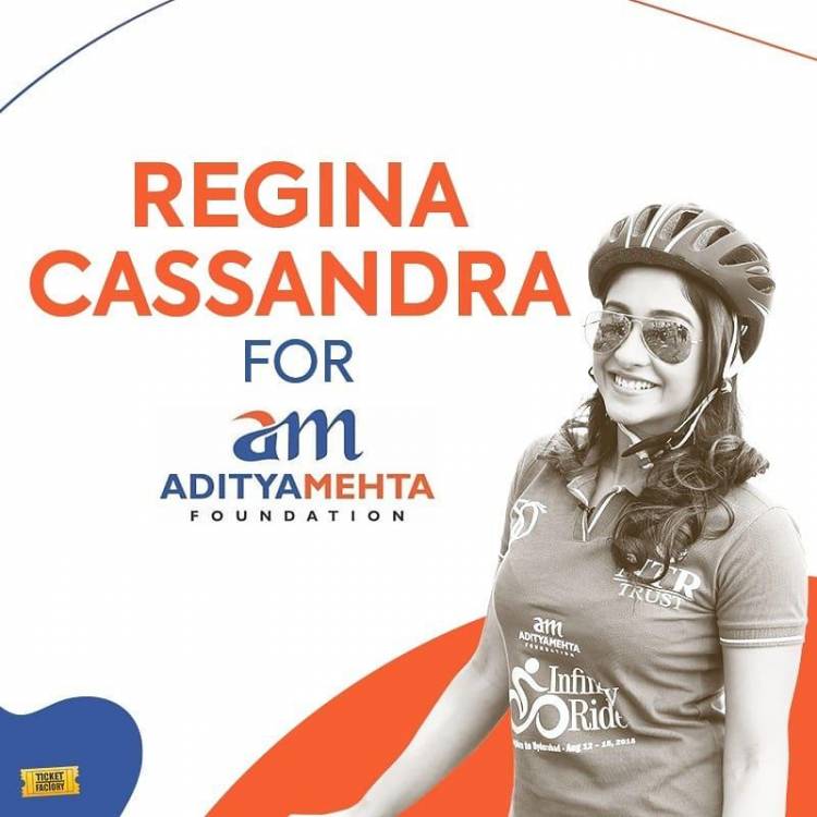 Here Goes  @ReginaCassandra is riding to raise funds for Para-Athletes from Aditya Mehta Foundation