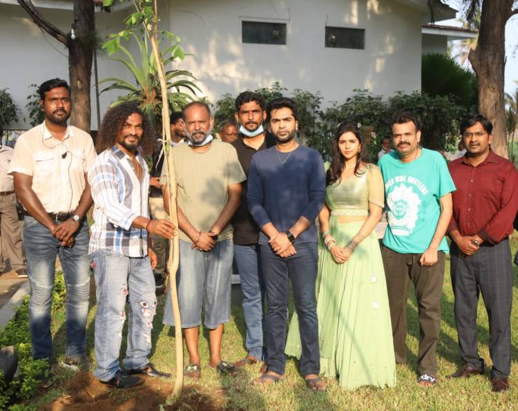 #STR Planted trees in #Maanaadu shooting spot in memory of Legend  @Actor_Vivek sir!