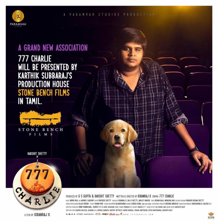 Team #777Charlie is showering exciting news one after the other. Karthik Subbaraj's Stone Bench Films to present 777 Charlie in Tamil 