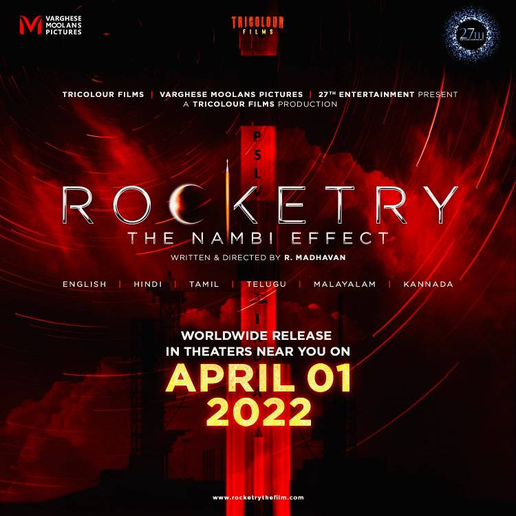 We are elated to inform you that the much-awaited Rocketry: The Nambi Effect will be released worldwide in theatres on 1st April 2022.