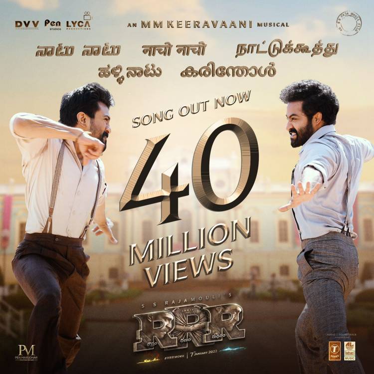 There is no stopping for #RRRMassAnthem now hits 40M+ views in all languages across YouTube 