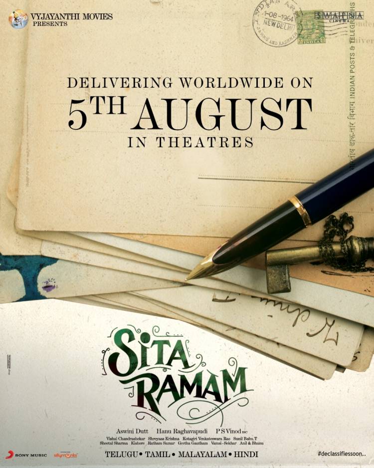 Dulquer Salmaan, Hanu Raghavapudi, Swapna Cinema’s Sita Ramam is Releasing Worldwide In Theatres On 5th August
