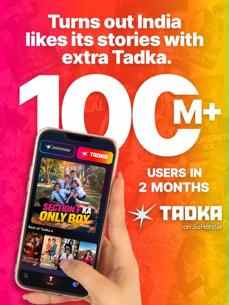TADKA on JioHotstar Hits 100 Million Users, Establishes Itself as the Top Destination for Micro Content Storytelling
