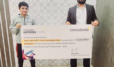 CASAGRAND provides sponsorship to budding kick-boxing player Nivedha under CASAGRAND Aspiring Stars initiative