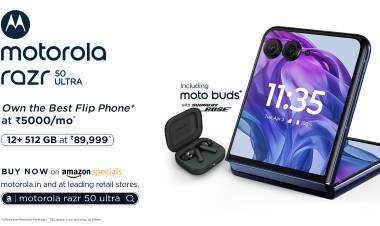 motorola razr 50 ultra featuring the largest and most intelligent external display and the only flip phone with Google’s Gemini AI on the external display, goes on sale at an incredibly effective price of just Rs. 89,999* or Rs5000/mo