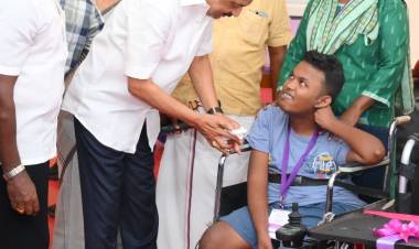 The Honourable Chief Minister of Tamil Nadu, Thiru M. K. Stalin, today inaugurated ‘Vizhuthugal – One Stop Centre’ established to provide health - related rehabilitation services for Differently Abled Persons, in Kannagi Nagar, Sholinganallur, Chennai.