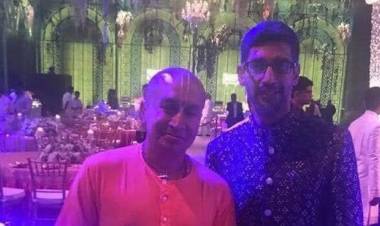 ISKCON monk Gauranga Das Meets Google CEO Sundar Pichai at India Global Forum 2025