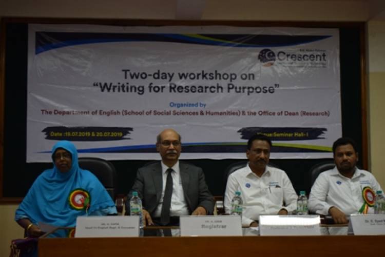 A two-day workshop on 'Writing for Research Purpose' (19 & 20 JULY 2019)