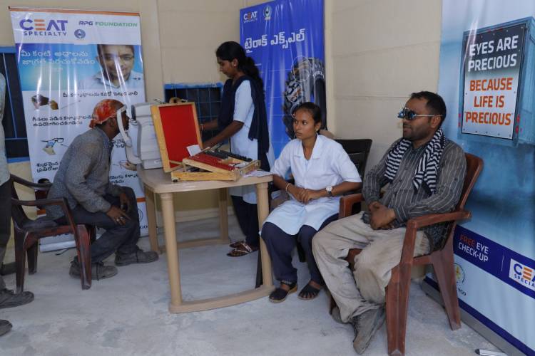CEAT Specialty Tyres conducts free eye check-up camp for mining truck drivers in Ramagundam