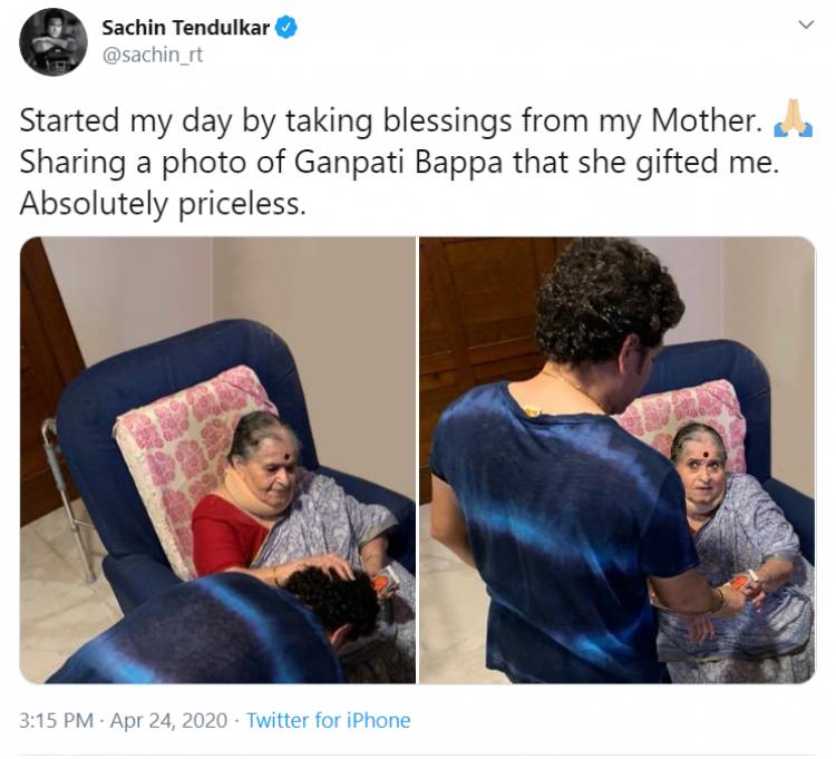Started my day by taking blessings from my mother-Sachin Tendulkar