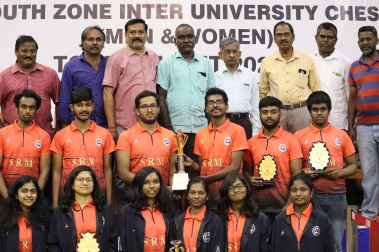 SRM IST won the South Zone Men section and University of Madras won the South Zone Women Section. Top 4 team qualified for All India Inter University Chess Tournament 2021-22