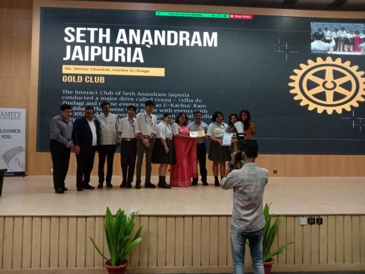 Seth Anandram Jaipuria School bags Gold Club Award by Rotary International District 3012