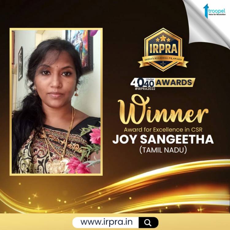 Chennai woman PR professional is the only one from Tamil Nadu to get selected for India's Regional PR Awards 2022 (IRPRA #40u40)