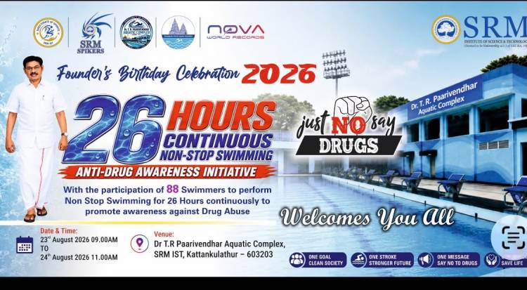 26 Hours Continuous Non-Stop Swimming – Anti-Drug Awareness Initiative as part of the Founder’s Birthday Celebration 2026