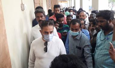 Makkal Needhi Maiam party President Mr. Kamal Haasan visited the Ballot boxes storage point in GCT College, Coimbatore - 7.4.2021