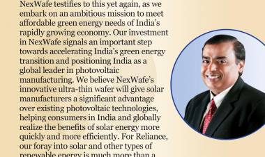Reliance New Energy Solar Ltd to invest in NexWafe as Strategic Lead Investor