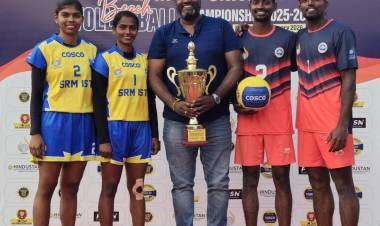 SRM IST Men’s Team Wins Gold & Women’s Team Secures Bronze at All India Inter-University Beach Volleyball Championship