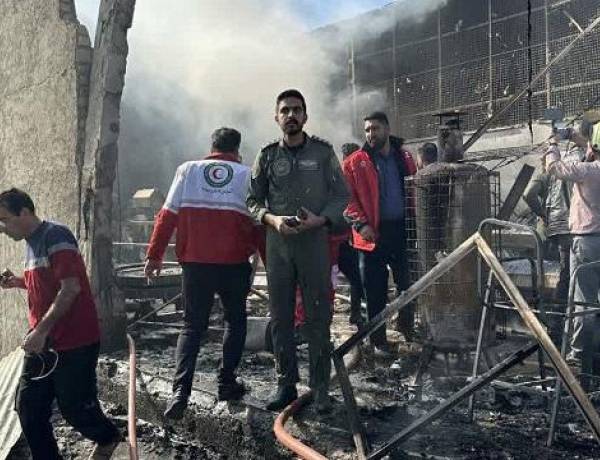 Military Helicopter Crashes into Market in Iran