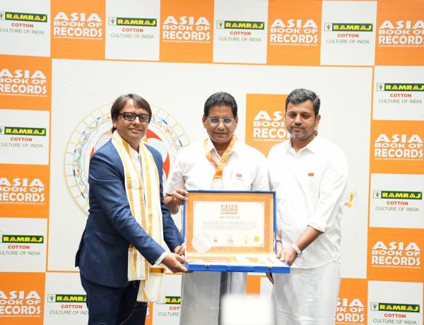 Ramraj Cotton Creates Asia’s Biggest Pookkalam Using 3,000 Dhotis, Sets a New Record for Onam Celebrations