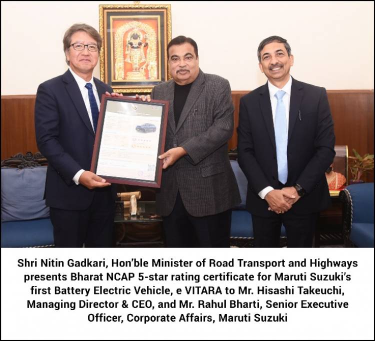 India’s First Global EV, Maruti Suzuki e VITARA receives 5-star Bharat NCAP safety rating