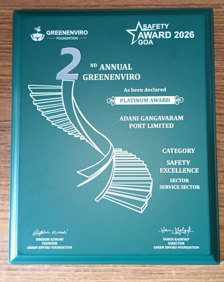 Adani Gangavaram Port Limited Honoured with Safety Excellence Award at 2nd Annual Green Enviro Summit & Excellence Awards