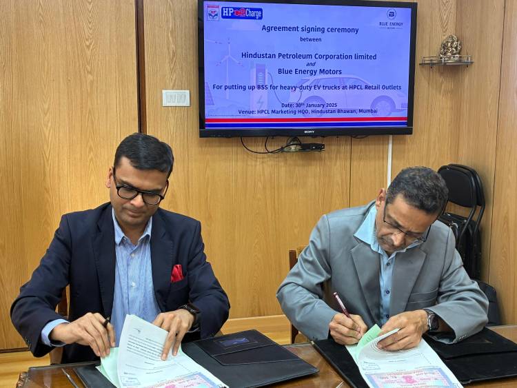 BLUE ENERGY MOTORS SIGNS STRATEGIC AGREEMENT WITH HINDUSTAN PETROLEUM CORPORATION LIMITED (HPCL) TO SET UP BATTERY SWAPPING NETWORK FOR ELECTRIC HEAVY-DUTY TRUCKS AT HPCL RETAIL OUTLETS