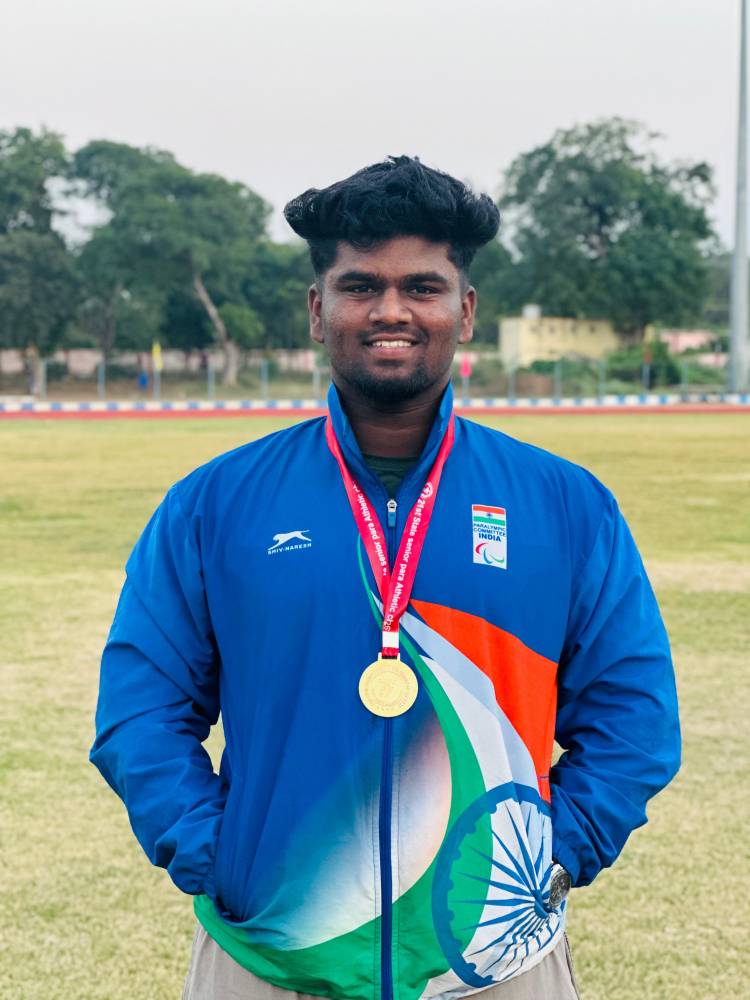 SRMIST Athlete Nithish S Creates State Meet Record in Para Shot Put 