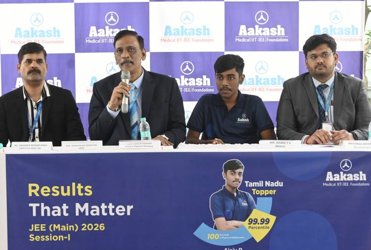 Aakash Student from Tamil Nadu Shines in JEE Main 2026: Chennai Student Ajaiy P Becomes State Topper with 99.99 Percentile;  Secures 100 Percentile in Physics and Mathematics