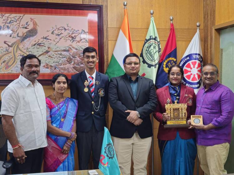 KLH Aziznagar Cadet Conferred DG NCC Commendation Card at National Level