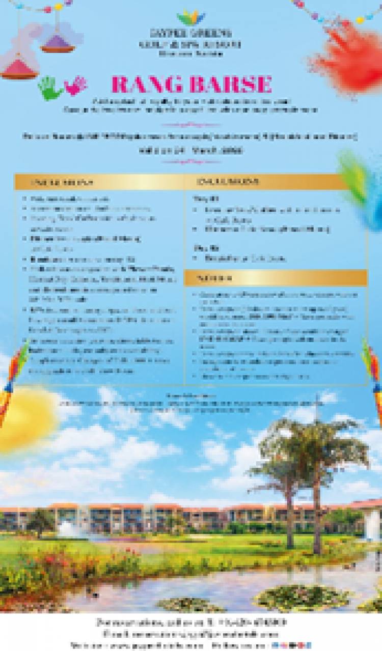 Holi Experiences across Jaypee Resorts, Taj Hotels and Aahana Resorts