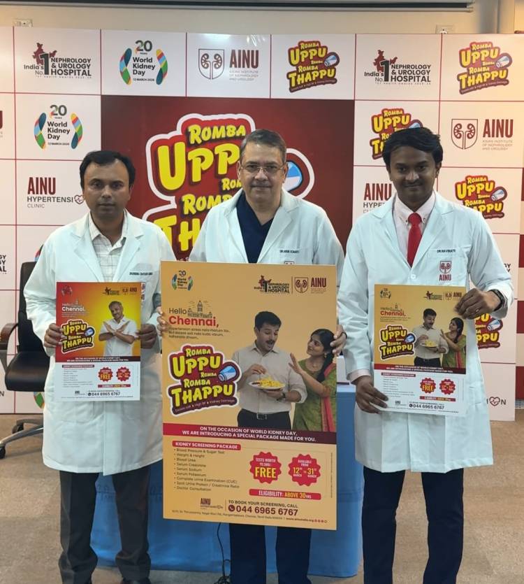 AINU Launches “Romba Uppu… Romba Romba Thappu” Campaign to Raise Awareness on Salt Consumption and Kidney Health