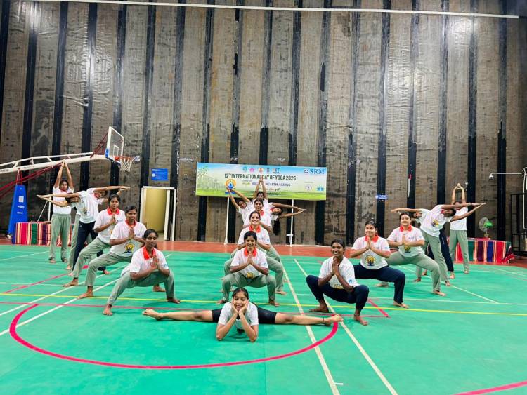 12th International Day of Yoga was celebrated at SRM IST by the Directorate of Sports and Department of Yoga.