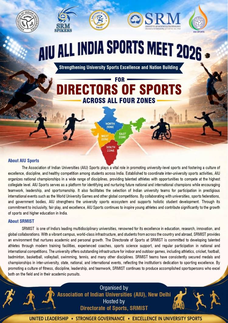 The Association of Indian Universities (AIU) All India Sports Meet 2026 for Directors of Sports to be Hosted at SRMIST
