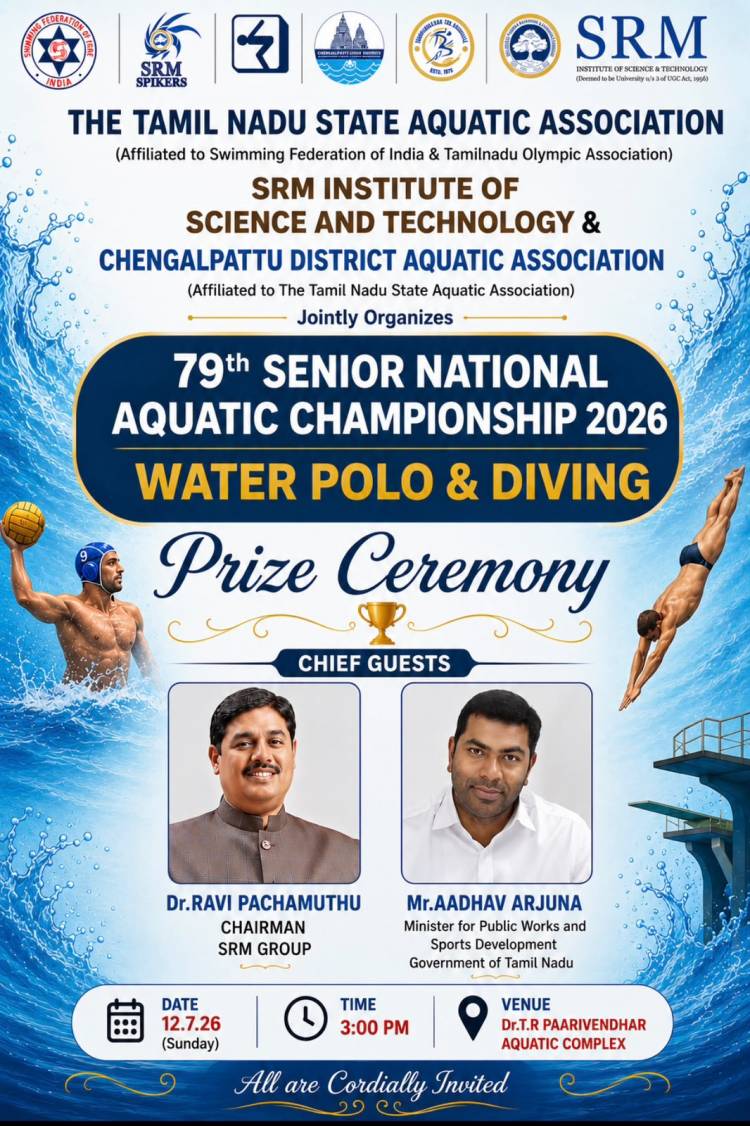 Prize Distribution Ceremony of the 79th Senior National Aquatic Championship 2026 (Water Polo & Diving) at SRMIST