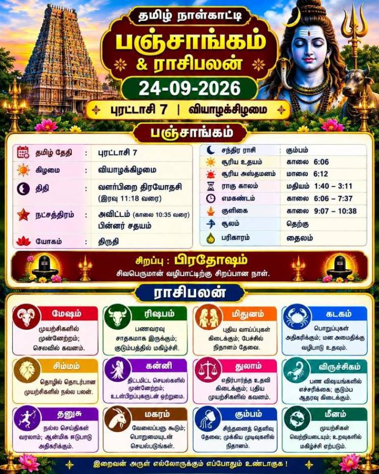 இன்றைய ராசி பலன் 24 செப்டம்பர் 2026 